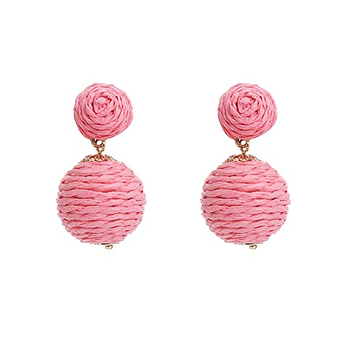Caritierily Schmuck Geschenk zum Geburtstag Rattan Ohrringe Rattan Kugel Ring Anhänger Ohrringe Damen Handgemachte Ohrringe Geflochtene Stroh Rattan Bast Ohrringe Sommer Strand Accessoires (0418B-D von Caritierily