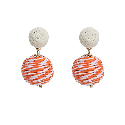 Caritierily Schmuck Geschenk zum Geburtstag Rattan Ohrringe Rattan Kugel Ring Anhänger Ohrringe Damen Handgemachte Ohrringe Geflochtene Stroh Rattan Bast Ohrringe Sommer Strand Accessoires (0418B-E von Caritierily