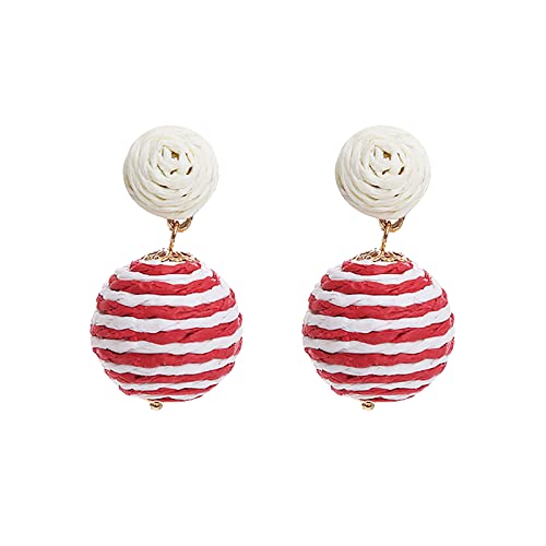 Caritierily Schmuck Geschenk zum Geburtstag Rattan Ohrringe Rattan Kugel Ring Anhänger Ohrringe Damen Handgemachte Ohrringe Geflochtene Stroh Rattan Bast Ohrringe Sommer Strand Accessoires (0418B-F von Caritierily
