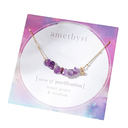 Caritierily Stern-Naturstein-Amethyst-Schotter-Halskette Forever Love-Halskette für Frauen und Mädchen Freimaurer Anhänger (Purple-A, One Size) von Caritierily