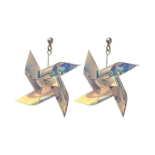 Damen Ohrstecker Glänzende Kristall-Spaß-AB-bunte Windmühlen-Ohrringe, personalisierte Mädchen-Ohrringe, Traum-Fee-Urlaubs-Ohrringe (Purple, One Size) von Caritierily