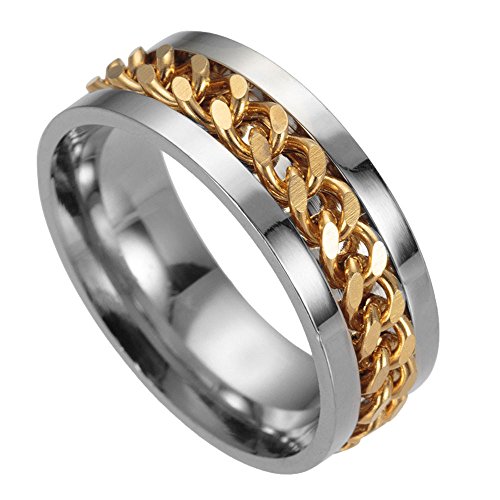 Edelstahl Ringe Herren Historischer Grenzkreuzschmuck Stahl Rotationsring, Kettenring, Ringe Ringe Kombinierbar 029 (Gold, 7) von Caritierily