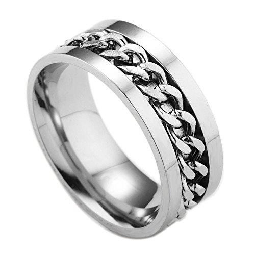 Edelstahl Ringe Herren Historischer Grenzkreuzschmuck Stahl Rotationsring, Kettenring, Ringe Ringe Kombinierbar 029 (Silver, 11) von Caritierily