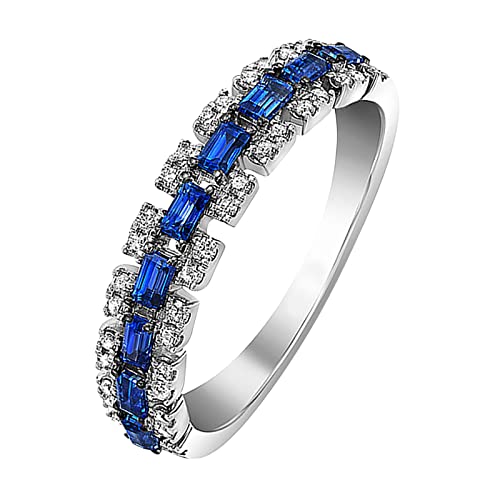 Caritierily Engagement Round Cut Zirkonia Frauen Eheringe Schmuck Ringe für Frau Damen Ring Schlichte Damen Ringe (Blue, 9) von Caritierily