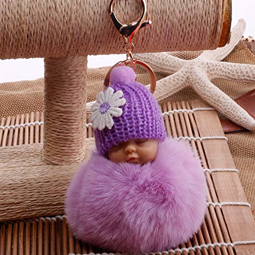 Erzieher Schlüsselanhänger Baby Schlüsselanhänger Puppe Charme Ketten Cute schlafende PomPom Taschen Schlüsselanhänger von Caritierily