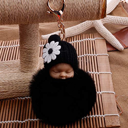 Erzieher Schlüsselanhänger Baby Schlüsselanhänger Puppe Charme Ketten Cute schlafende PomPom Taschen Schlüsselanhänger von Caritierily