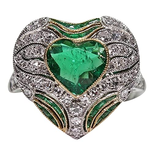 Exquisiter Schmuck-Ring Liebesringe Eleganter großer ovaler Zirkon-Frauen-Ring-Bankett-Charme-Schmuck-Dekor-Geschenk-Hochzeits-Band- für Liebe mit Valentinstag Stretch Rings (Green, 6) von Caritierily