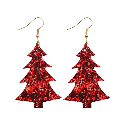 Caritierily Frauen-Weihnachtshaken-Tropfen-baumelnder Ohrring-Charme Eardrop-Schmucksache-neues Jahr-Geschenk Stecker Ohrringe Männer Silber (Red, One Size) von Caritierily