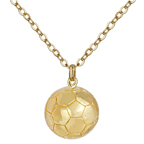 Caritierily Fußball Halskette Geschenke Mama Halskette Geschenke Fußball Form Anhänger Halskette für Mädchen Papa für Spieler Ideen Senioren Halsketten Wikinger Halskette Herren (Gold, One Size) von Caritierily