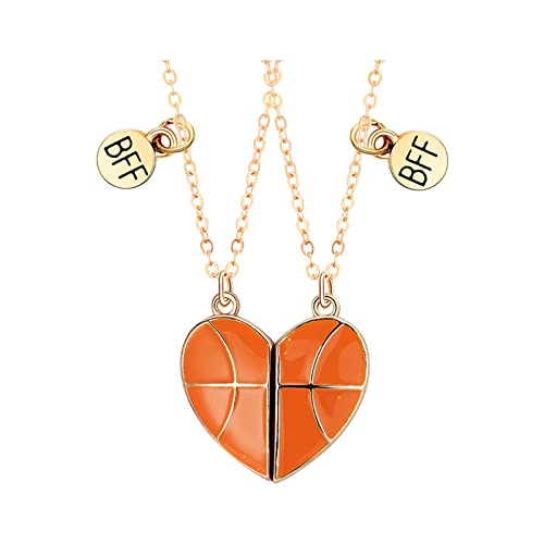 Geburtsstein Anhänger Halskette Basketball-Herz-Halskette für Kinder, kreatives Öltropfen, absorbierender Schmuck, Gute Freunde, Anhänger, personalisiertes Set, Trend Geschenk (A-Gold, One Size) von Caritierily