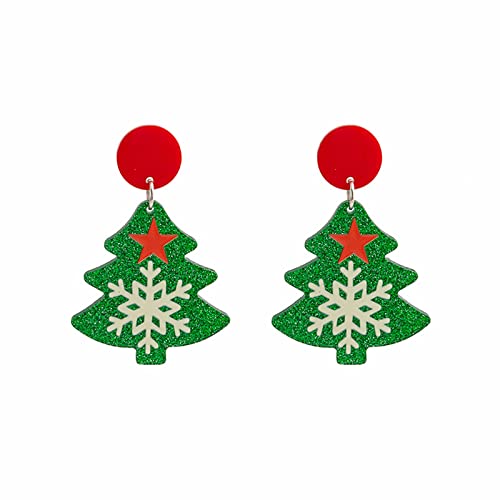 Caritierily Geometrische Weihnachtsohrringe für Frauen, leicht, einfach an- und auszuziehen, Bunte Weihnachtsbaum-Schneemann-Ohrringe Jugendlich Mädchen Ohrringe (D, One Size) von Caritierily