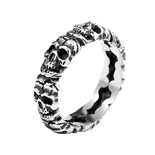 Caritierily Halloween-Ring in runder Form, Radring, eleganter Skelettring, Halloween-Ringe für Männer, Größe 7, 12 Granat Ringe (Silver, 10) von Caritierily