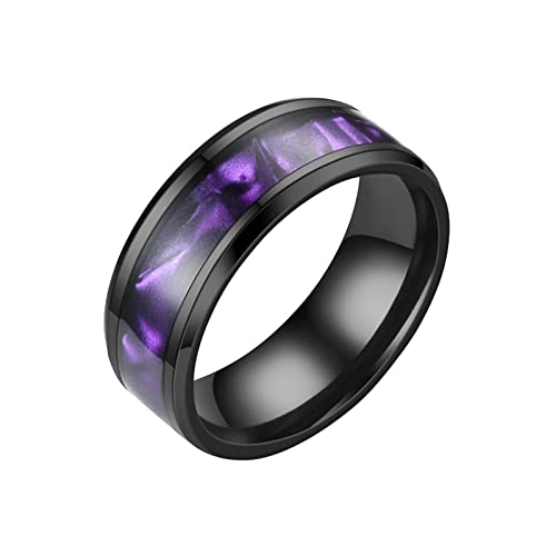 Hühneraugen Ringe MM Edelstahl Regenbogen Farbe Sandgestrahlte Ringe Ehering Ringe Für Frauen Ringe Für Männer Mattierte Ringe Geometrie Ringe Größe 6 bis 13 Ringelblumenöl Kaltgepresst (Purple, 9) von Caritierily