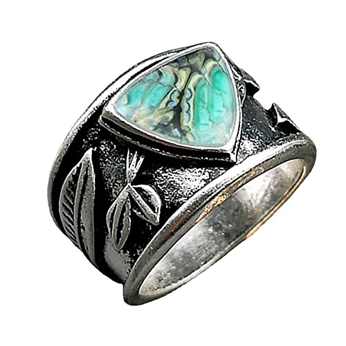 Caritierily Korallen Ringe Exquisite Damen Ring Vintage Türkis Blattsilber Ring Ehering Schmuck Geschenke Türkische Ringe Herren (Silver, 10) von Caritierily