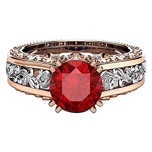 Caritierily Lesezeichen Der Der Ringe Damen Farbring Geschenk Rose Trennung Schmuck überzogener Goldring Legierungsringe Kinder Ringe Für Mädchen 3 Jahre (Red, 10) von Caritierily