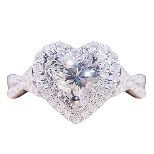 Caritierily Liebesform Voller Diamantring Liebe Kreuz Strass Ring Elegante Geometrie Strass Ring Voller Ringe Für Frauen Größe 6 10 Juwelier Schönschmied Ringe (Silver, 6) von Caritierily