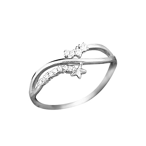 Caritierily Light Star Morning Diamond Verkrusteter Zirkon Eing Europäischer Verlobungsring für Frauen und Mädchen Pool Rings (Silver, 7) von Caritierily