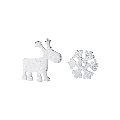 Lutscher Ohrringe S925 Silber Christmas Deer Snowflake Ohrringe sind Ohrringe mit asymmetrischem Design (1E-Silver, One Size) von Caritierily
