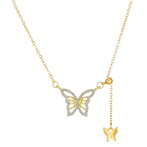 Mode Licht Luxus Design Schmetterling Schlüsselbein Kette Halskette Halskette Für Frauen Geburtstag Jahrestag Schmuck Geschenk Für Frauen Frau Gir Halsketten Mit Magnetverschluss (Gold #6, One Size) von Caritierily