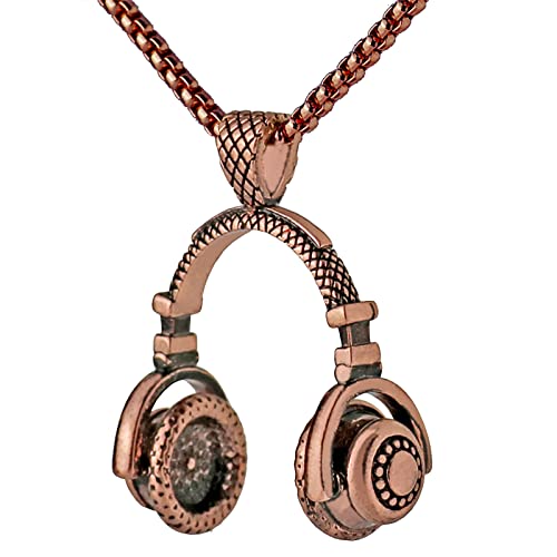 Musik-Kopfhörer-Kopfhörer-Anhänger Halskette der europäischen und amerikanischen Mode-Männer Badminton Anhänger (Bronze, One Size) von Caritierily