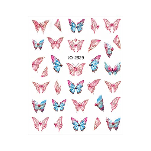 Nail Enhancement Sticker Aquarell Pearl Fairy Butterfly 3D Back Glue Nail Enhancement Sticker Nagel Sticker Buchstaben Schwarz (F, One Size) von Caritierily