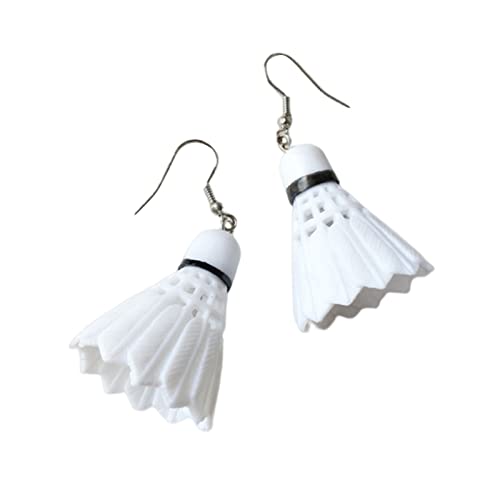 Ohrringe Damen Ohrstecker lebensechte weiße Badminton-Ohrringe Alternative Ohr-Accessoires Kleine Creolen von Caritierily