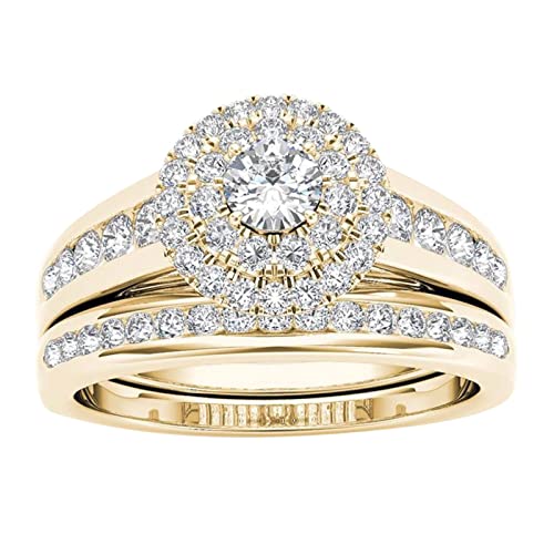 Ohrringe Ringe Klein Europäische Ringe Paar Amerikanischer Ring und Zirkon Schmuck Intarsien Klassische Ringe Statement Ringe Für Damen (Gold, 10) von Caritierily