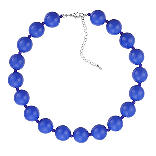 Perlen Grobstrick Perlen Halskette Harz Bunt Pink Navy Gelb Perlen Statement Choker Halskette Für Männer Frauen Pentagramm Anhänger Silber (C, One Size) von Caritierily