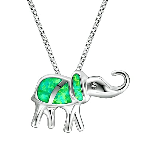 Personality Elephant Pendant Necklace for Women Wonderful Gifts for Birthday Anniversary Halskette Steine (Green, One Size) von Caritierily