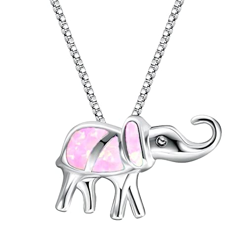 Personality Elephant Pendant Necklace for Women Wonderful Gifts for Birthday Anniversary Halskette Steine (Pink, One Size) von Caritierily