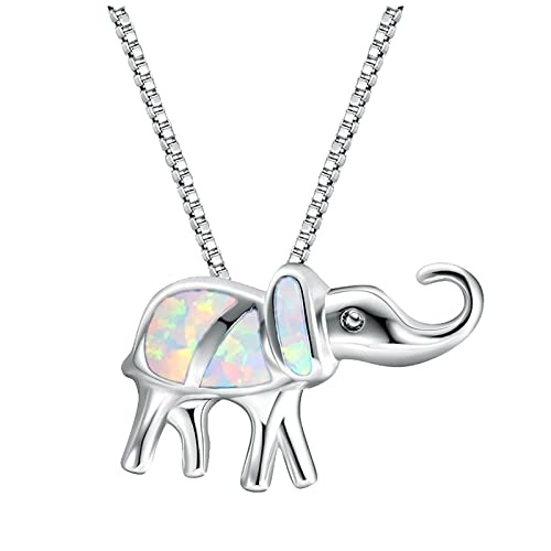 Personality Elephant Pendant Necklace for Women Wonderful Gifts for Birthday Anniversary Halskette Steine (White, One Size) von Caritierily