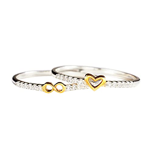 Caritierily Reative Modeschmuck Dame Verlobungsring Liebesring 8 Abbildung Ring Set Ring Legierung Ringgröße 5 bis 11 für Männer Frauen Klimaanlage (Gold, 10) von Caritierily