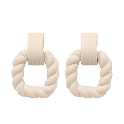 Rechteckige Ohrringe für Frauen Quadratische Acrylohrringe Geometrische Statement-Ohrringe Clip Ohrringe Kinder (Beige, One Size) von Caritierily