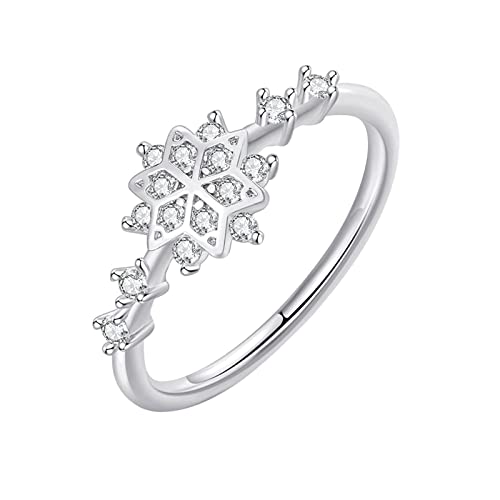 Ring Fashion Ideas Hexagonal Star Ms Winter Snowflake Ring Damenring Ringelblumen Handcreme (Silver, 8) von Caritierily