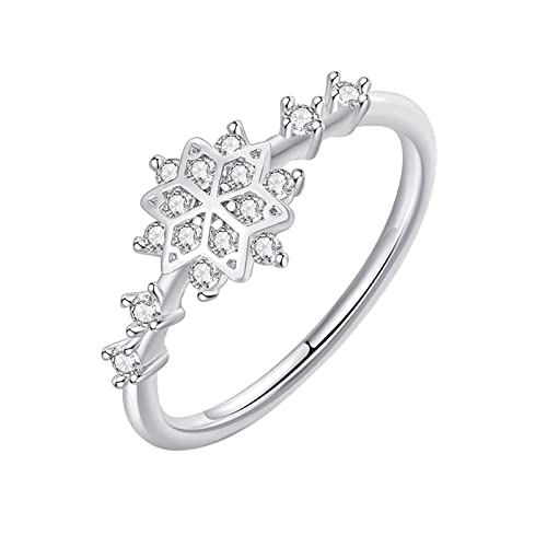 Ring Fashion Ideas Hexagonal Star Ms Winter Snowflake Ring Damenring Ringelblumen Handcreme (Silver, 9) von Caritierily