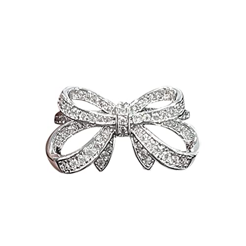 Ringe Edelstahl Breit Schmuck Ring für Teenager Frauen Mädchen Paare Ehering Mode Zirkon Fee Bogen Ring Form Ring Luxus großen Zirkon mit Diamantring Ringer Shorts (Silver, 7) von Caritierily