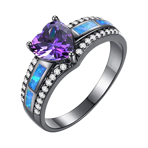 Ringe Mädchen 5 Jahre Verlobungs-Rundschliff-Zirkon-Frauen-Hochzeits-Ring-Schmuck-Ringe für Frauen-voller -Damen-Ring Paar Ringe Silber 925 (Black, 7) von Caritierily