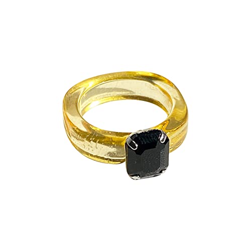 Ringe Männer Silber 925 Niedlicher Harz-Kristall-Intarsien-Ring Vintage bunter Acryl-Strass-Band-Ring für Frauen--Lolita-Party-niedliches Kostüm-Zubehör Ringe Mit Ketten Für Finger (E, One Size) von Caritierily