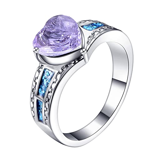 Caritierily Ringe für Frauen Silber Liebe Form Voller Diamantring Liebe Strass Ring Elegante Geometrie Strass Ring Voller Ringe für Frauen Größe 6 10 Ringe Stempel (Blue, 9) von Caritierily