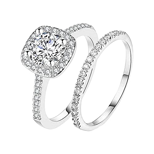 Ringe in Silber Damen Größe Geschenke Strassringe Paar Fingerring Frauen Männer Legierungsschmuck Ringe 6-11 Ringe Kinder Mädchen Silber (Silver, 6) von Caritierily