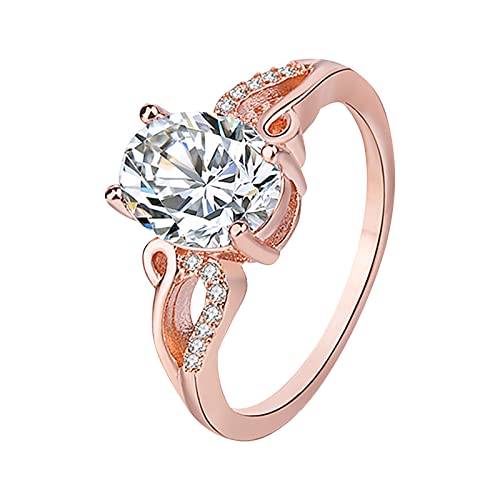 Rose Gold Zirkon und -Ring für Frauen Modeschmuck beliebte Accessoires Ringe Oben Am Finger (Rose Gold, 9) von Caritierily