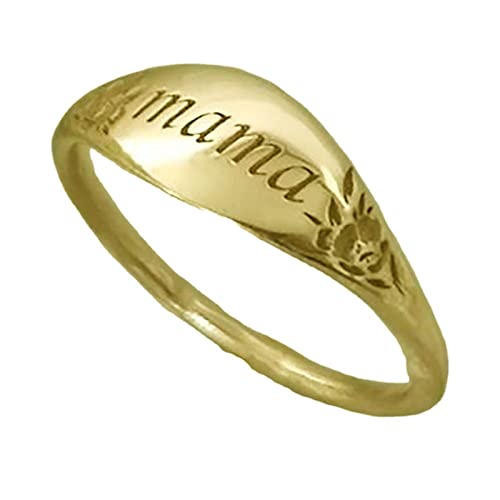 Caritierily Schlichte und stilvolle Mutter-Alphabet-Blumen-Feiertagsringe Beliebter Schmuck Muttertagsgeschenke Schwestergeschenke Thanksgiving-Geschenke Biker Ringe Herren Edelstahl (Gold, 10) von Caritierily