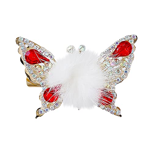 Schmuck Reise Glitzernde Schmetterlings-Haarspangen für Frauen, süße Legierung, fliegende Schmetterlings-Haarnadel-Clips, bewegliche Kristall-Strass-Haarnadel, Haarspangen Damen (Red, One Size) von Caritierily