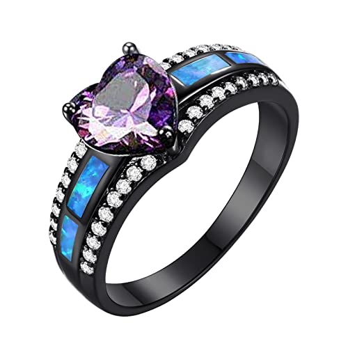 Schwarzer Herzform-voller -Ring-Liebes-Strass-Ring-Elegante Geometrie-Strass-Ring-voller -Ringe für Frauen Größe 6 10 Silber 925 Damen Ringe Veret (Black, 10) von Caritierily