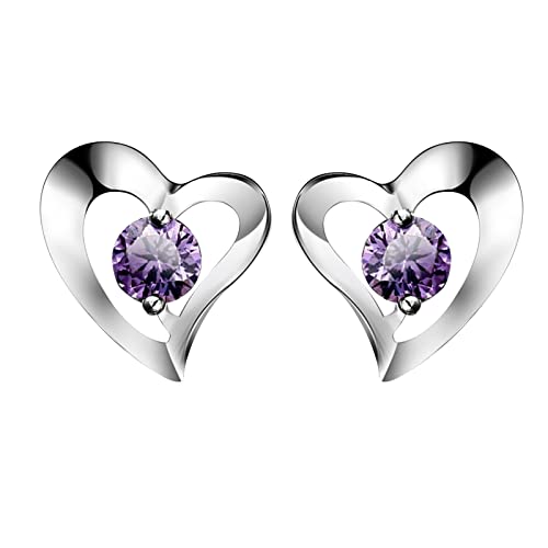 Temperament Licht Luxus Creolen Silber Ornamente geschmückt mit Diamanten Ohrringe Schmuck für Frauen und Mädchen Silber Damen klassische Ohrstecker Ohrringe Mondstein Silber (Purple, One Size) von Caritierily