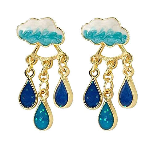 Tier Ohrringe Regenwolke Ohrringe Goldschmuck Ohr für Frauen Mädchen handgezeichnete Emaille Ohrringe Schmuck 925 Sterling Silber von Caritierily