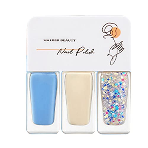 U Set 3er-Pack Kombi-Nagellack Easy Peel No Bake Nail Polish Glitter Peelable Tear Pull Lasting 12ml (L, One Size) von Caritierily