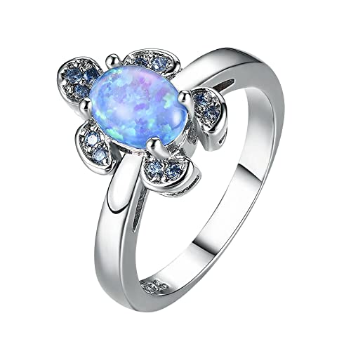 Caritierily Verlobungs-Rundschliff-Zirkon-Frauen-Hochzeits-Ring-Schmuck-Ringe für Frauen-voller -Damen-Ring O Ringe 28 Mm (Blue, E) von Caritierily