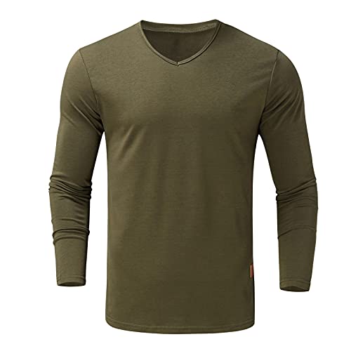 Violettes Hemd Herren Lässiges, lockeres T-Shirt mit V-Ausschnitt für Herren, einfarbiges, langärmliges T-Shirt, Home Comfort Fit, Pullover mit Bodenabschluss Hemden Größentabelle von Caritierily