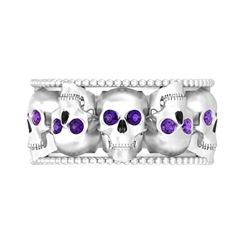 Caritierily Voller Diamantring Herren- und Damendiamant-Hohlring Voller -Diamantring Damengeschenk Gürtel Mit Zwei Ringen (Purple, A) von Caritierily